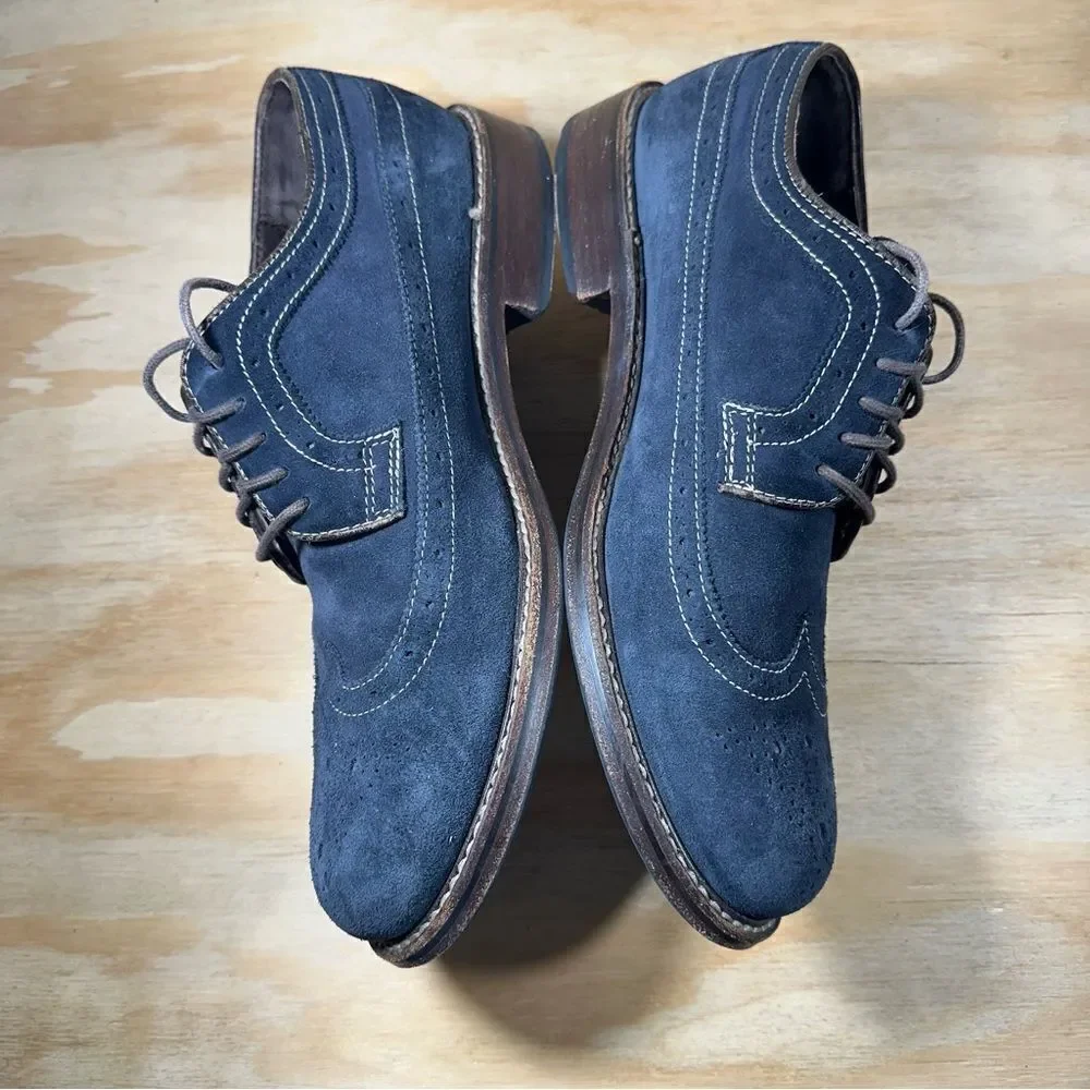 Johnston & Murphy Pearson Blue Suede Wingtip Shoes Men’s Size 9